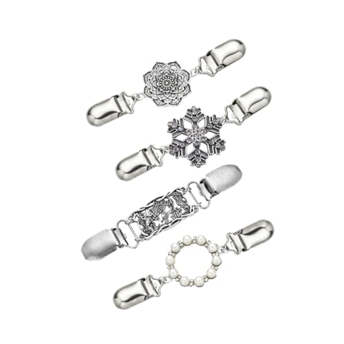 Healvian 4stücke Pullover-clip Kleidungsaccessoire Für Strickjacke Hemd Schal Anzug Mütze Broschen-clip Retro-verschluß von Healvian