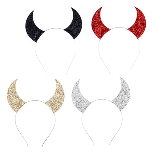 Healvian 4stücke Halloween Teufelshörner Haarreif Universeller Kopfschmuck Für Kostümpartys Und Cosplay Und Requisiten Für Halloween-feiern von Healvian
