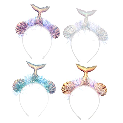 Healvian 4stücke Meerjungfrau Stirnband Haar Mit Muschel Netz Blumen Dekoration Kreativ Kopf Schmuck Party Accessoire Gold Weiß Blau Leicht Tragen Cosplay Kostüm von Healvian