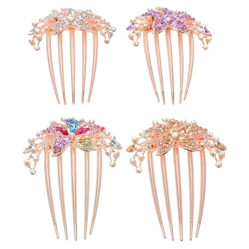 Healvian 4stücke Seitlicher Haarkamm Mit Blumenmuster Metallspitze Für Damen Und Mädchen Vintage-haarschmuck Haarstylingkamm Hochzeitsfrisurkamm Seitliche Haarkämme Mit Blumenmuster Und von Healvian