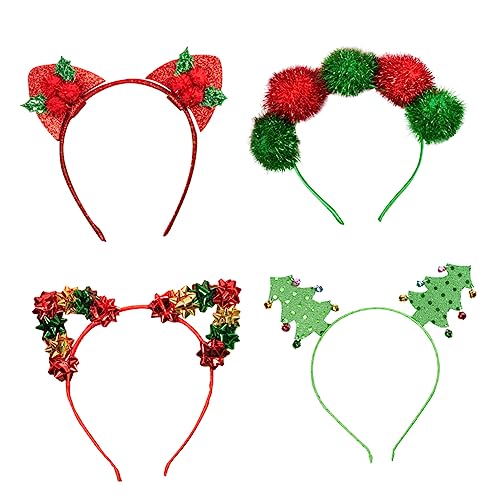 Healvian 4stücke Teiliges Katzenohren Haarband Für Weihnachtsfeiern Dekorative Haaraccessoires Für Süße Headdresses Für Kostümpartys Und Festlichkeiten Weihnachtsbaum Und von Healvian