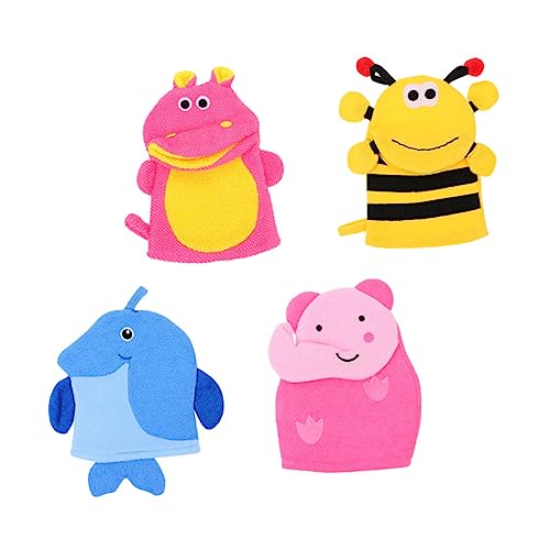 Healvian 4stücke Tiermotiv Exfolierende Bad-handschuhe Für Junge Mädchen Cartoon Körperpeelings Weiche Badeschrubb-handtücher Für Baden Und Spielen Gemischte Stile von Healvian