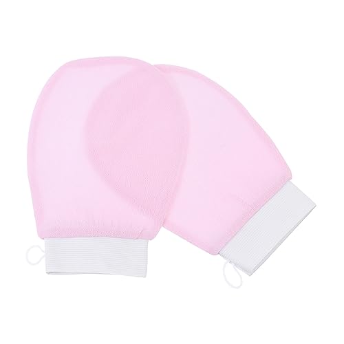 Healvian 5 Paare Badehandschuhe exfoliating glove exfoliate gloves Doppelseitiger Peeling-Handschuh Körpertuch Peeling-Handschuhe für Damen Duschzubehör verdicken Badetuch Fräulein Rosa von Healvian