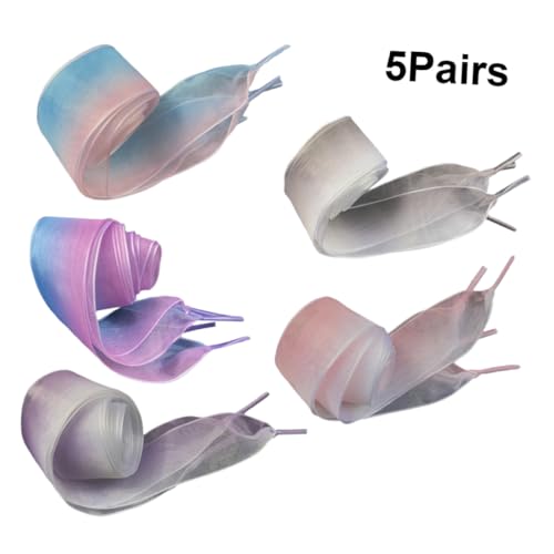 Healvian 5 Paare Halbtransparente Flache Garn schnürsenkel mit Farbverlauf Modische Schnürbänder für Sneaker Sportschuhe Boots Vielseitig für Damen und Herren Farbsets Blau Schwarz und von Healvian