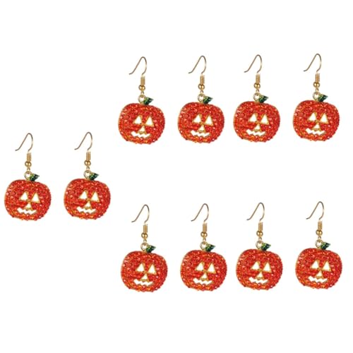 Healvian 5 Paare Halloween Ohrhänger mit Strasssteinen Kürbis Design Dangle Ohrringe für Damen Schicke Halloween Schmuckgeschenke Langlebig und Hautfreundlich von Healvian