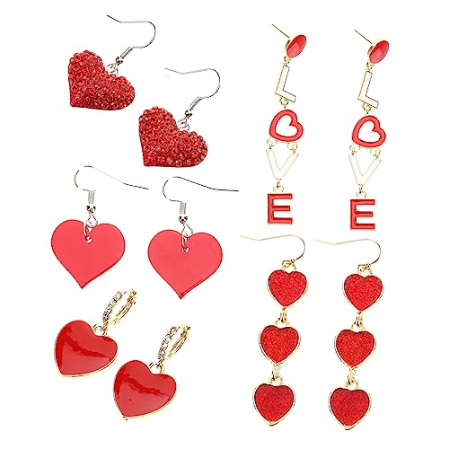 Healvian 5 Paare Herz Ohrringe mit Funkelnden Strasssteinen Leichte Damen Ohrhänger Vielseitiger Schmuck für Hochzeit Geburtstag Valentinstag und Festliche Anlässe von Healvian