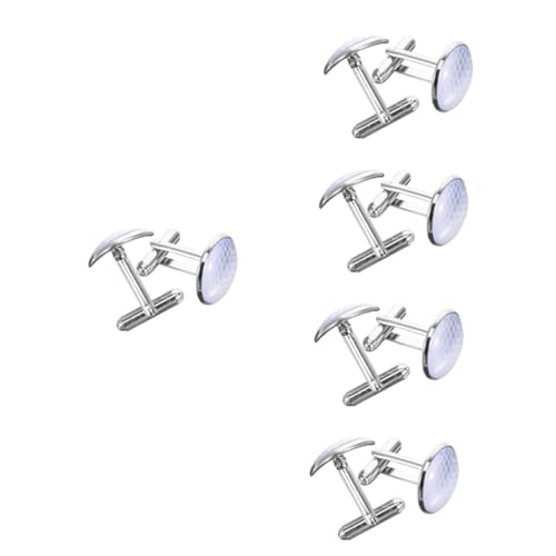 Healvian 5 Paare Hochwertige Golf Cufflinks für Herren Knöpfe für Anzüge Wasserdichtes Design für Hochzeiten Jubiläen Geschäftsanlässe Silberfarben von Healvian