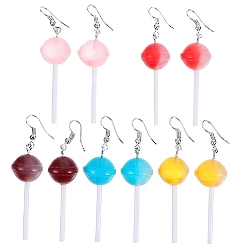 Healvian 5 Paare Kreative Lollipop Ohrhänger Bunten Farben Lustiger Ohrschmuck für Partys Alltagskleidung und Besondere Anlässe von Healvian