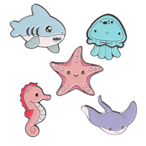 Healvian 5 Stck Teiliges Meerestiere Anstecknadel Niedliche Broschen für Kleidung Metallbroschen für Jacken Schals Hüte Dekorative Pins für Alltag Party und Festliche Anlässe von Healvian