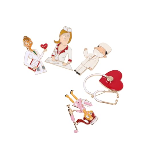 Healvian 5 Stück Broschen Arzt Krankenschwester Anstecknadeln aus Langlebiger Legierung Medizinische Schmuck Accessoires für Kleidung Taschen Schals von Healvian