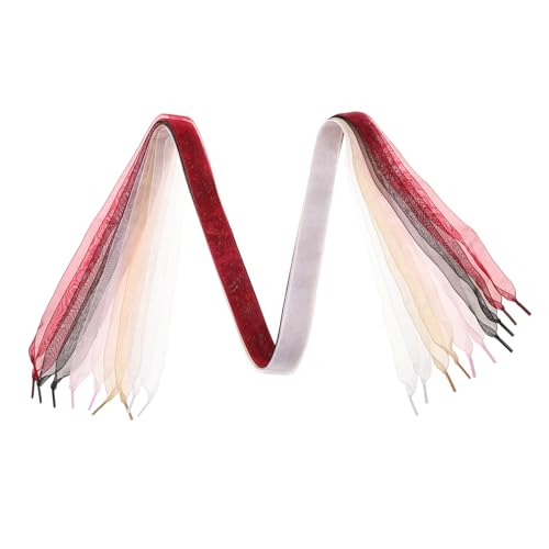 Healvian 5 Stück Chiffon Schnürsenkel Bunt Flach für Sneaker Damen Sportschuhe Modisch Weiße Pinke Schwarze Weinrote Khakifarbene Schuhbänder Healvian 5 Stück Chiffon Schnürsenkel Bunt Flach für Sneaker Damen Sportschuhe Modisch Weiße Pinke Schwarze Weinrote Khakifarbene Schuhbänder von Healvian