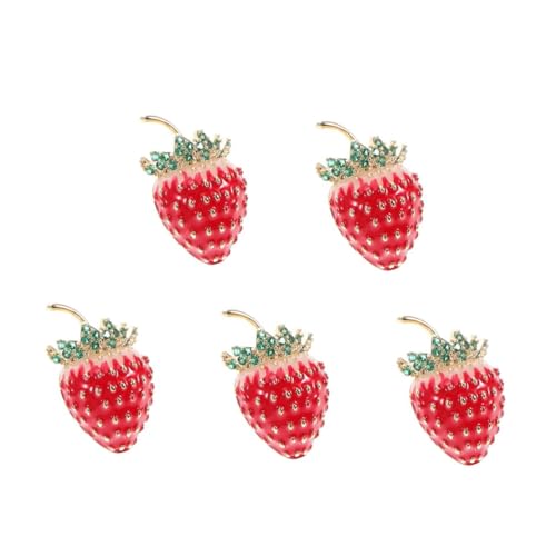 Healvian 5 Stück Erdbeer Brosche für Frauen Handgemalte Anstecknadel für Kleidung Taschen und Schals Dekorative Brosche mit Verspieltem Cartoon Design für Weihnachten und Halloween von Healvian
