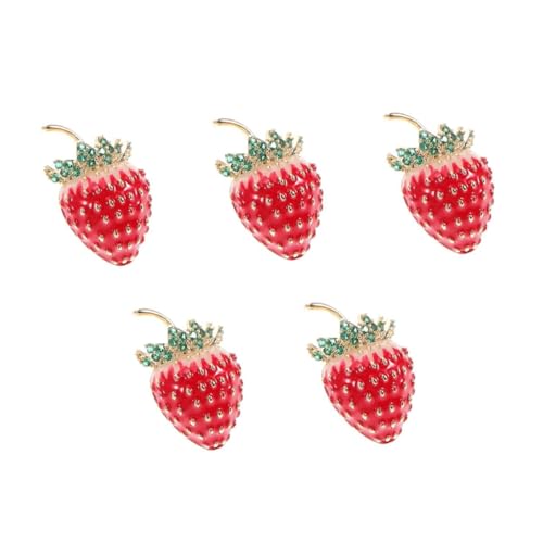 Healvian 5 Stück Erdbeerbrosche Erdbeeren Früchte Süße Anstecknadeln Wassermelonen Charm Charms Charm Brosche Vintage Anstecknadel Metallbrosche Dekorative Brosche Hut von Healvian