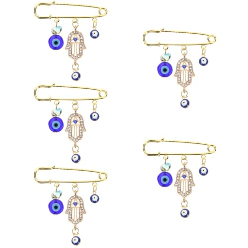 Healvian 5 Stück Evil Eye Brosche für Damen und Herren Retro Anstecknadel mit Dangle Charms für Pullover Cardigans Schals und Besondere Anlässe Wie Valentinstag und Weihnachten von Healvian