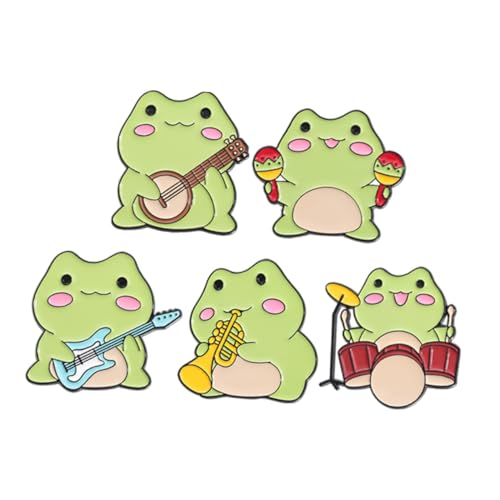 Healvian 5 Stück Froschbroschen Metall Anstecknadeln Cartoon Tier Design Rucksack Dekor Kleidung Hut Zubehör Kreative Grüne Tier Schmuck Pins für Damen Herren von Healvian
