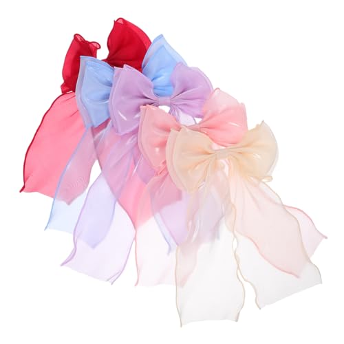 Healvian 5 Stück Große Tüll Haarschleifen Clips für Damen Weiche Mesh Stoff Schleifen mit Fließenden Bändern Sichere Haarklammern für Hochzeit und Alltag Eleganter Haar-accessoire von Healvian