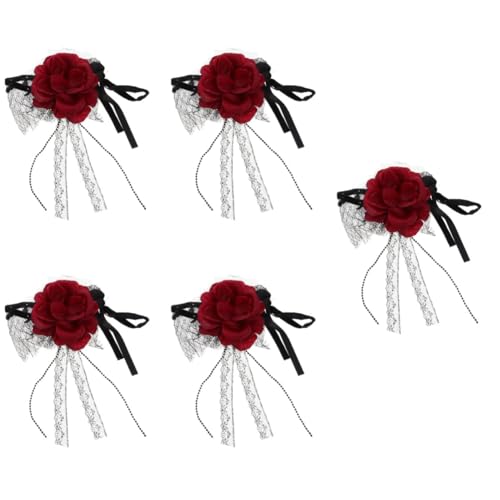 Healvian 5 Stück Halloween Damen Haarreif Schwarzem Netz mit Blumen Elegantes Kostümzubehör für Partys Cosplay und Maskeraden für Halloween Feiern und Besondere Anlässe von Healvian