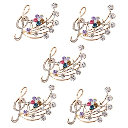 Healvian 5 Stück Musiknote Brosche für Frauen Kleidung Accessoire für Jacken Kleider Taschen Hochwertige Funkelnde Steine für Hochzeiten Besondere Anlässe von Healvian