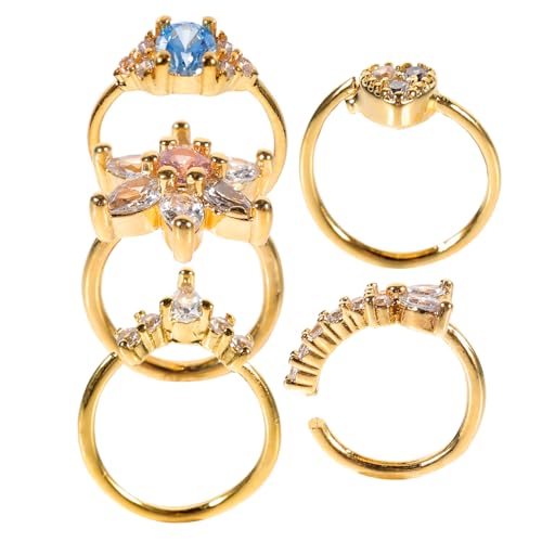 Healvian 5 Stück Nasenring Schmuck Nasenmanschetten Schmuck Nasenreifen Nasenringe Ohrstecker Kein Piercing Nasenring Zirkonia Nasenclips Für Frauen Kupfer 18 Zufällige Farbe von Healvian