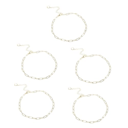 Healvian 5 Stück Paperclip Fußkette mit Zirkonia für Damen Langlebige Anklett Schmuck Vielseitig Kombinierbar mit Shirts Kleidern Modisches Accessoire von Healvian