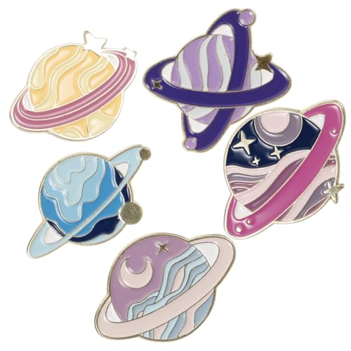 Healvian 5 Stück Planet Broschen aus Langlebiger Legierung Bunte Emaille Anstecknadeln im Weltraum Design Modische Schmuckpins für Kleidung Rucksack Krawatte Vintage Stil von Healvian