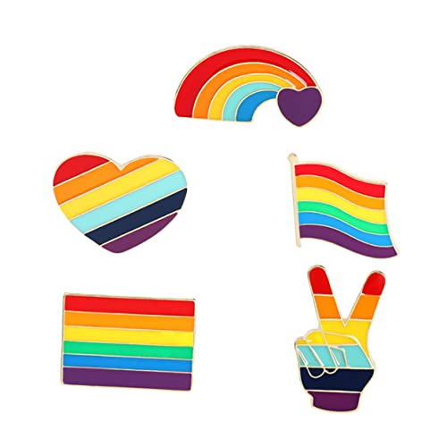 Healvian 5 Stück Regenbogenabzeichen Regenbogen-Brosche-Dekoration Gay-Pride-Broschen in Regenbogenfarben Stolz-Pin Regenbogen-Anstecknadel lgbtq-Stifte Legierung Colorful von Healvian