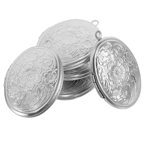Healvian 5 Stück Retro Anhänger Fotorahmen Charm Hochzeit Bilderrahmen DIY Fotorahmen Anhänger Halskette Foto Charms Bild Edelstahl Silber von Healvian