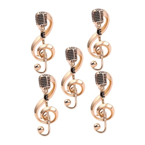 Healvian 5 Stück Retro -Musikbrosche Musiknoten-Pins Mikrofon Brosche Frauen Broschennadeln Vintage Pin mikrofon schmuck altmodische Brosche Brosche Stellnadel Zinklegierung Golden von Healvian