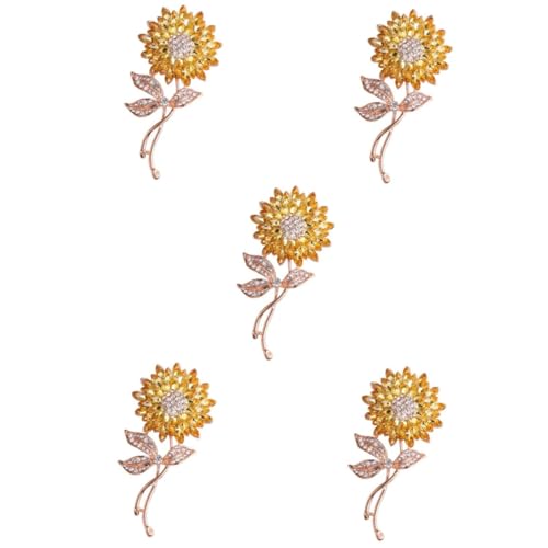 Healvian 5 Stück Sonnenblumen Brosche für Damen Eleganter Anstecker Legierung für Kleidung Schals Anzüge Langlebig Perfektes für Besondere Anlässe von Healvian