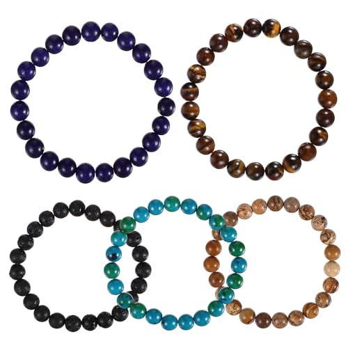 Healvian 5 Stück Teiliges Agate Stone Armband für Männer Verstellbare Stretch Armbänder mit Einzigartigen Edelsteinperlen Langlebig Healvian 5 Stück Teiliges Agate Stone Armband für Männer Verstellbare Stretch Armbänder mit Einzigartigen Edelsteinperlen Langlebig von Healvian