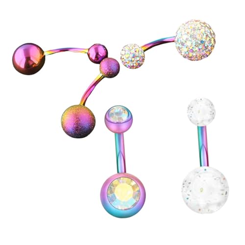 Healvian 5 Stück Teiliges Bauchnabelpiercing Set Bunte Bauchpiercings für Damen für Partys Tänze und Besondere Anlässe Langlebig und von Healvian