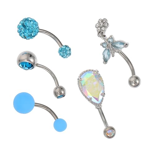 Healvian 5 Stück Teiliges Bauchnabelpiercing Set mit Zarter Applikation Stilvolle Körperpiercing Schmuck für Frauen Hautfreundlich und zu Tragen von Healvian