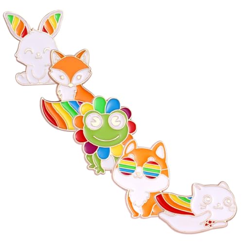 Healvian 5 Stück Teiliges Bunte Cartoon Broschen mit Tiermotiven Niedliche Emaille Anstecknadeln Vielseitig für Kleidung Taschen Hüte Einfach zu Befestigen für Partys und Weihnachten von Healvian