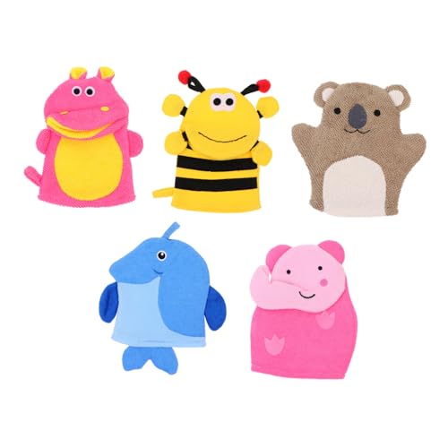 Healvian 5 Stück Teiliges Cartoon tierform Weich Saugfähig Exfolierend für Junge Mädchen und Kleinkinder Spielerisch Sanfte Hautreinigung Zuhause und Reise von Healvian