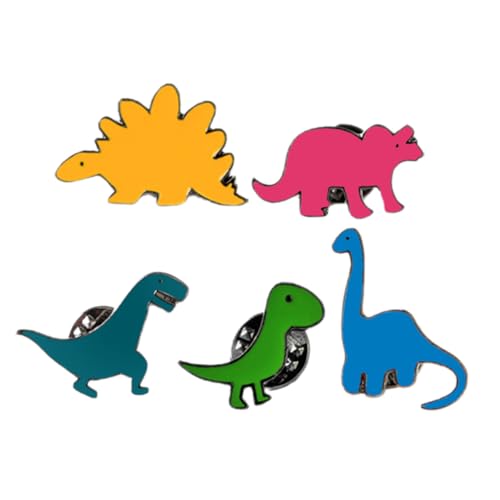 Healvian 5 Stück Teiliges Dinosaurier Broschen aus Langlebiger Zinklegierung Emaille Anstecknadeln in Verschiedenen Designs für Damen und Accessoires für Kleidung Taschen Hüte Schals von Healvian