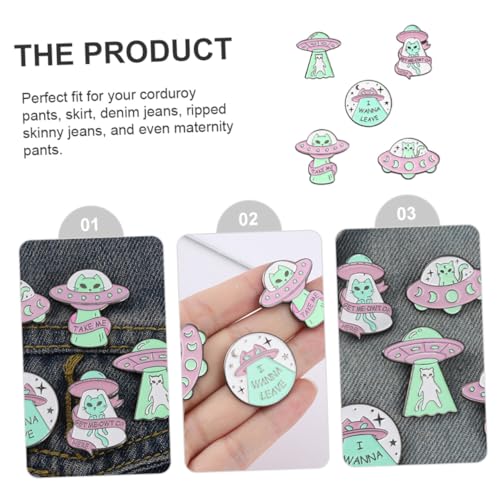 Healvian 5 Stück Teiliges Emaille Anstecknadel Raumschiff Katze Broschen Lapel Badge Pins für Rucksack Kleidung Geschenk Weltraumfans von Healvian