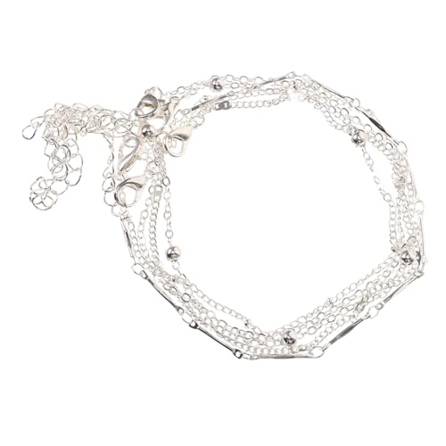 Healvian 5 Stück Teiliges Fußkettchen Set für Damen Zierliche Silberne Knöchelkette für Strand Party und Alltag Perlen Fußketten für Vielseitige Styles von Healvian