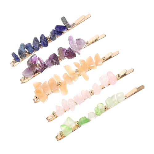 Healvian 5 Stück Teiliges Haarspangen mit Natürlichen Kristallsteinen Bunte Metall Haarklammern für Damen Eleganter Haarschmuck für Party Hochzeit Alltag Strahlender Look und Vielseitig von Healvian