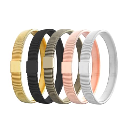 Healvian 5 Stück Teiliges Männer Armband Metall Dehnbar Armreif für Jacken Armstulpen Gemischten Farben für Verschiedene Outfits von Healvian