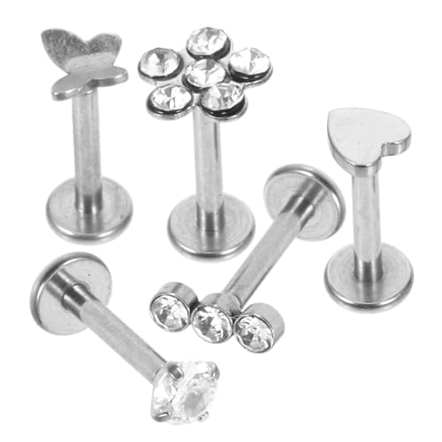 Healvian 5 Stück Teiliges Piercing Set aus mit Zirkonia Nasen und Lippenpiercing Schmuck Glänzend Hautfreundlich Langlebig für Damen und Herren Vielseitig Einsetzbar von Healvian