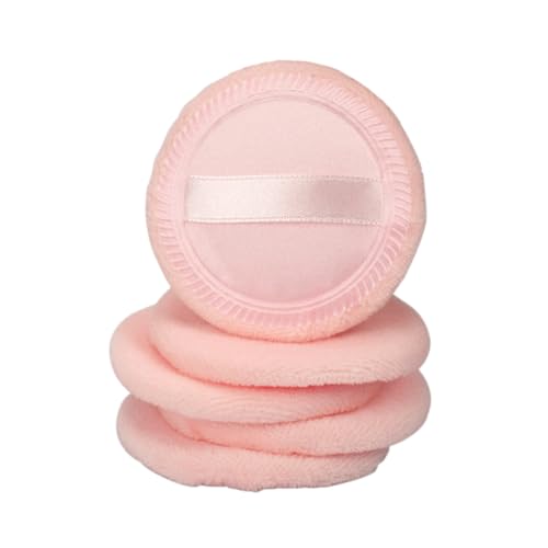 Healvian 5 Stück Teiliges Runde Baumwoll Puderquasten für Losen Puder Sanft zur Haut für Foundation Make Up Anwendung zu Hause und Unterwegs in Orange von Healvian