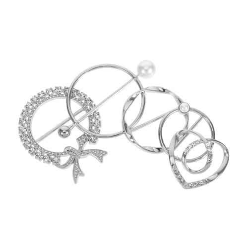 Healvian 5 Stück Teiliges Schalringe mit Perlen und Strass Metall-schalclips mit Festem Knoten Vielseitig Einsetzbar für Seidenschals Taillengürtel Eng Anliegende Bundhalter Modische von Healvian