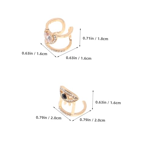 Healvian 5 Stück Teiliges Set Verstellbare Fingernagelringe für Frauen und Mädchen mit Offenem Design Strass Maniküre Schmuck Geeignet für Partys und Alltag von Healvian