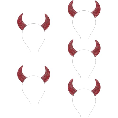 Healvian 5 Stück Teufelshörner Haarband für Halloween Kostüm Universelles Stirnband mit Einzigartigem Design für Cosplay Partys Leicht und Praktisch Geschenkidee für Familie und von Healvian