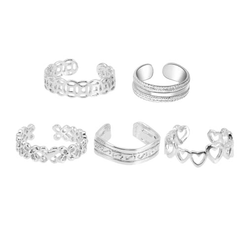 Healvian 5 Stück Verstellbare Fußringe für Damen Dekorative Zehenringe Hochwertigem Legierungsmaterial für Sommerstrand und Tägliches Tragen Stylische Accessoires für von Healvian