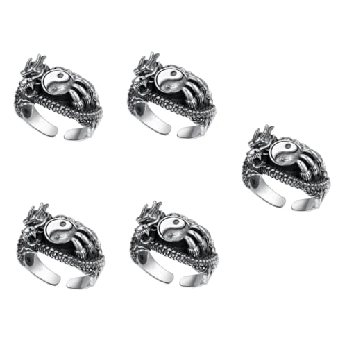 Healvian 5 Stück Vintage Drachenring für Herren Robuster Finger Metall für Einzigartiger Schmuck für Langlebig von Healvian