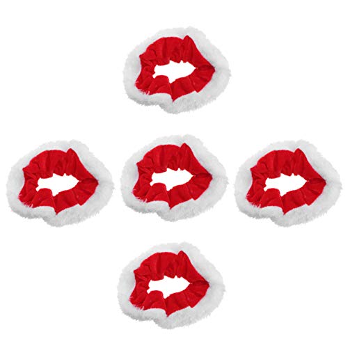 Healvian 5 Stück Weihnachten Elastische Haarband Weihnachten Haargummi Weihnachts-Haarbänder Haarseil Haargummi Pferdeschwanzhalter Weihnachts Accessoires Damen (Rot) von Healvian