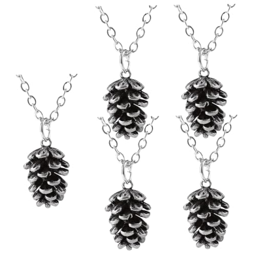 Healvian 5 Stück Weihnachtskette mit Modischem Anhänger Silberfarbene Halsdekoration Einzigartiges Design für Party und Festliche Weihnachtsdekoration von Healvian