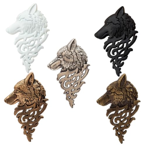 Healvian Wolfsbrosche 5 Stücke Legierung Vintage Wolf Design Anstecknadel für Männer Retro Dress Up Dekoration von Healvian