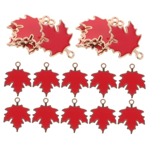 Healvian 50 Stück Ahornblatt -Schmuckzubehör Schlüsselanhänger Blatt Blattlegungsanhänger Blattanhänger Metallblattreiz für Armbänder Ahornblattreiz für Schlüsselanhänger Legierung rot von Healvian